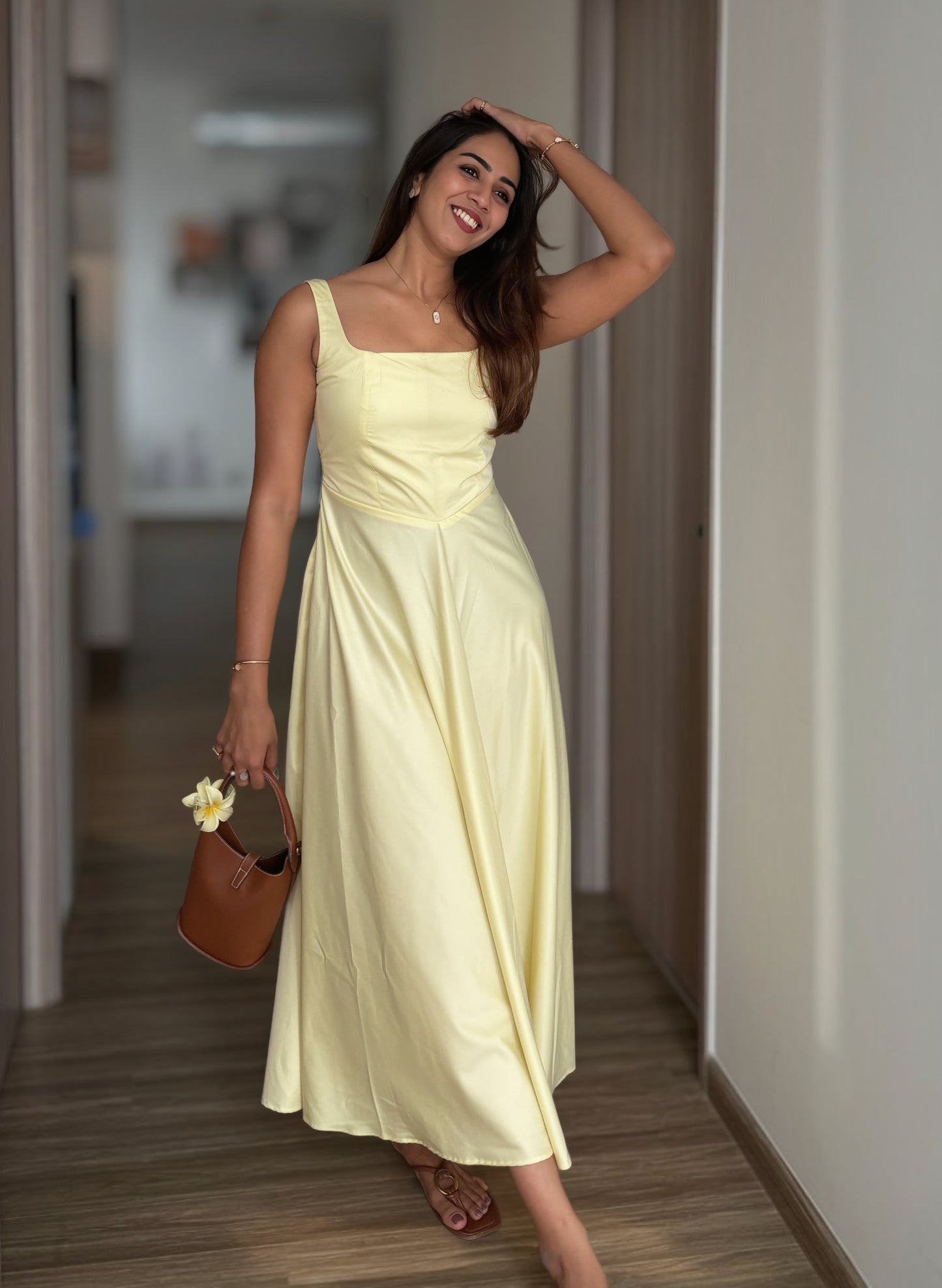 Solene lemon yellow dress